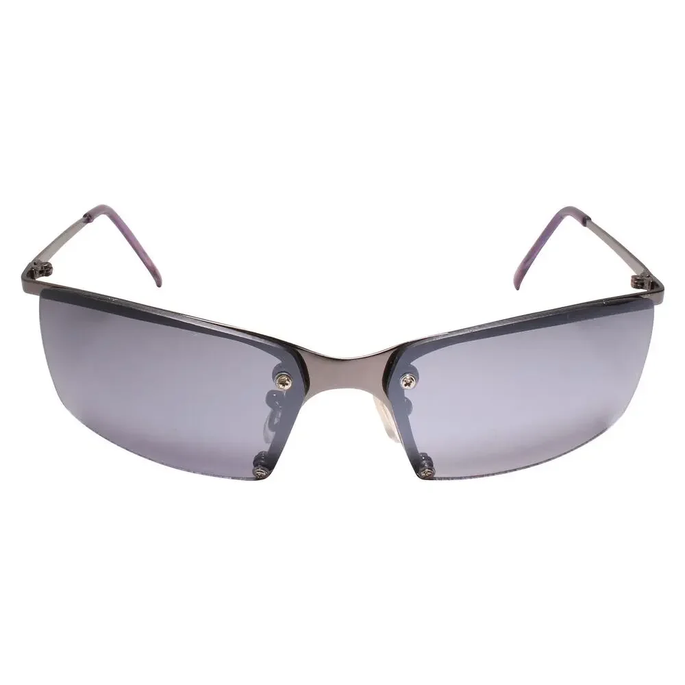 Classic Retro Stylish Semi Rimless Rectangle Gunmetal Wrap 80s 90s Sunglasses